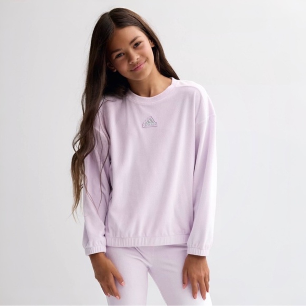 ADIDAS GIRLS VELOUR SWEATSHIRT AND SWEATPANTS